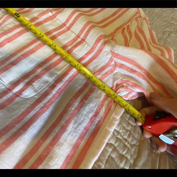 Jones&Co pale red stripped button down Linen - Picture 4 of 6